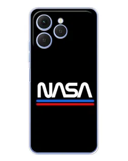 Чехол для TECNO Spark 40 с картинкой «NASA — классика Red Blue»