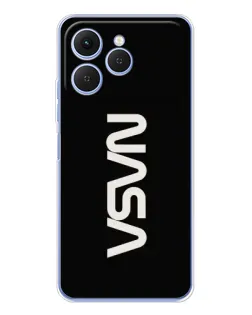 Чехол для TECNO Spark 40 с картинкой «NASA — вертикальный логотип»