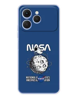 Чехол для TECNO Spark 40 с картинкой «NASA — лунная миссия»