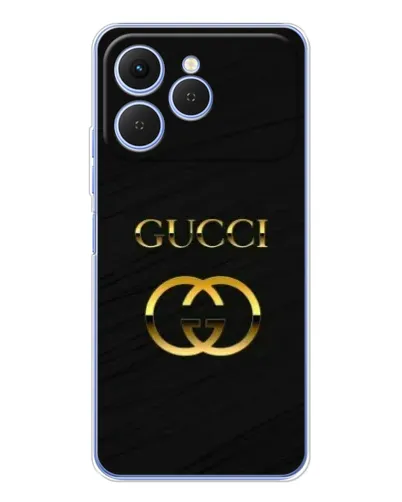 Чехол для TECNO Spark 40 с картинкой «Золотой логотип Gucci»