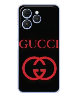 Чехол для TECNO Spark 40 с картинкой «Gucci — красный логотип»