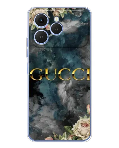 Чехол для TECNO Spark 40 с картинкой «Абстрактные цветы Gucci»