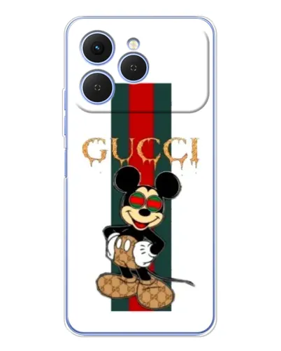 Чехол для TECNO Spark 40 с картинкой «Микки Маус Gucci — полосы»
