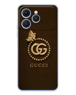 Чехол для TECNO Spark 40 с картинкой «Gucci — золотая бабочка»