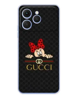 Чехол для TECNO Spark 40 с картинкой «Минни Маус Gucci — черный»