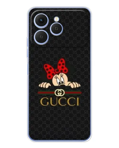 Чехол для TECNO Spark 40 с картинкой «Минни Маус Gucci — черный»