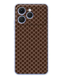 Чохол для TECNO Spark 40 з картинкою «Gucci — шоколадна сітка» Чохол для TECNO Spark 40 з картинкою «Gucci — шоколадна сітка»