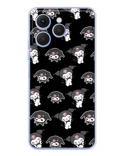 Чехол для TECNO Spark 40 с картинкой «Черный паттерн Kuromi»