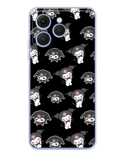 Чехол для TECNO Spark 40 с картинкой «Черный паттерн Kuromi»