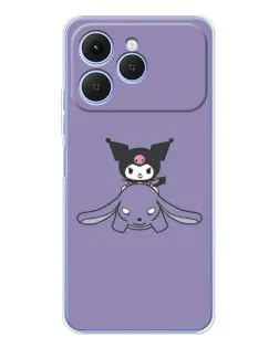 Чехол для TECNO Spark 40 с картинкой «Kuromi на лиловом фоне»