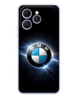 Чехол для TECNO Spark 40 с картинкой «BMW — неоновое сияние»