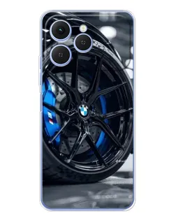 Чехол для TECNO Spark 40 с картинкой «Колесо BMW вблизи»