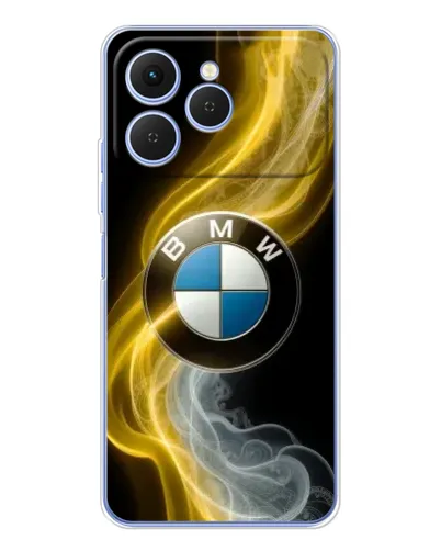 Чехол для TECNO Spark 40 с картинкой «Золотистый дым BMW»