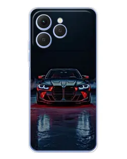 Чехол для TECNO Spark 40 с картинкой «BMW на мокрой дороге»
