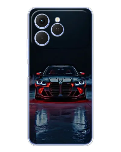 Чехол для TECNO Spark 40 с картинкой «BMW на мокрой дороге»