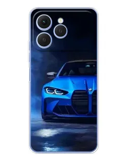 Чехол для TECNO Spark 40 с картинкой «Голубая BMW M4»