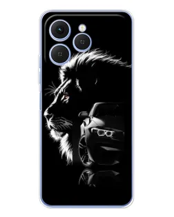 Чехол для TECNO Spark 40 с картинкой «BMW и лев»