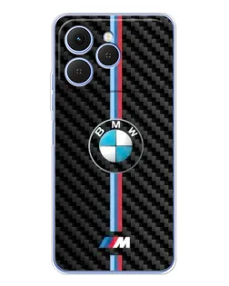 Чехол для TECNO Spark 40 с картинкой «Эмблема BMW и карбон»