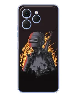 Чехол для TECNO Spark 40 с картинкой «PUBG — огненный силуэт»