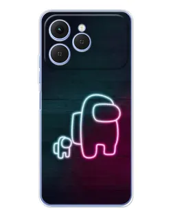 Чехол для TECNO Spark 40 с картинкой «Among Us неон-арт»