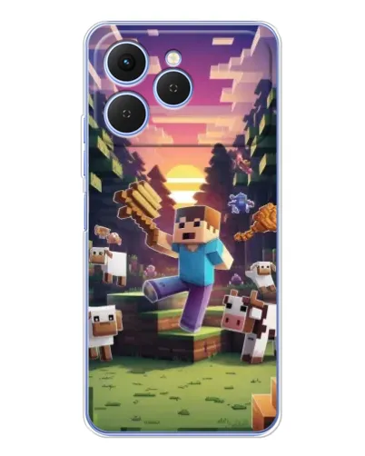 Чехол для TECNO Spark 40 с картинкой «Стив на ферме»