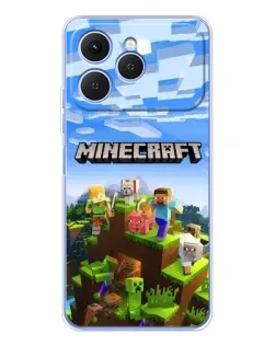 Чехол для TECNO Spark 40 с картинкой «Minecraft классический мир»
