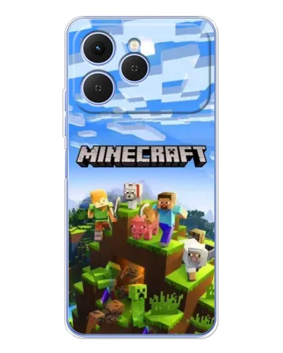 Чехол для TECNO Spark 40 с картинкой «Minecraft классический мир»
