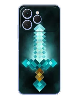 Чехол для TECNO Spark 40 с картинкой «Алмазный меч неон»