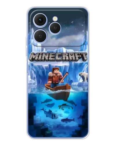 Чехол для TECNO Spark 40 с картинкой «Minecraft ледяной мир»
