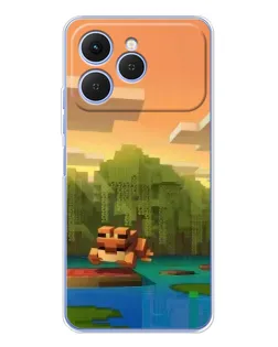 Чехол для TECNO Spark 40 с картинкой «Майнкрафт закат солнца»