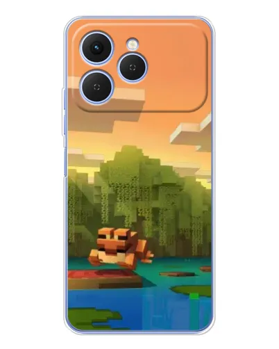 Чехол для TECNO Spark 40 с картинкой «Майнкрафт закат солнца»