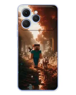 Чехол для TECNO Spark 40 с картинкой «Стив в лесу»