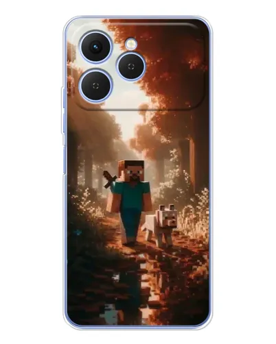 Чехол для TECNO Spark 40 с картинкой «Стив в лесу»