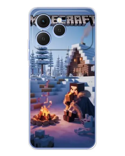 Чехол для TECNO Spark 40 с картинкой «Зимний Minecraft»