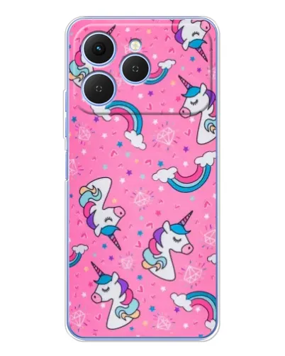 Чехол для TECNO Spark 40 с картинкой «Unicorn паттерн розовый»
