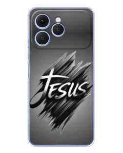 Чехол для TECNO Spark 40 с картинкой «Надпись Jesus Graffiti»