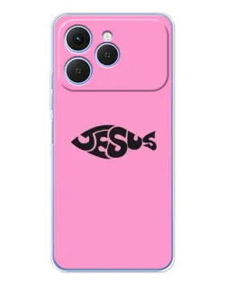Чехол для TECNO Spark 40 с картинкой «Розовый символ  Jesus»