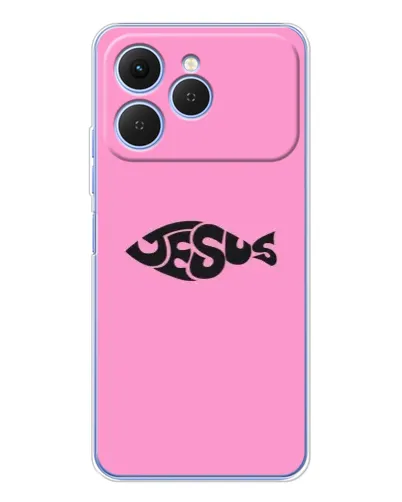 Чехол для TECNO Spark 40 с картинкой «Розовый символ Jesus» Чехол для TECNO Spark 40 с картинкой «Розовый символ Jesus»