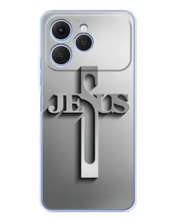 Чохол для TECNO Spark 40 з картинкою «Металевий хрест Jesus»