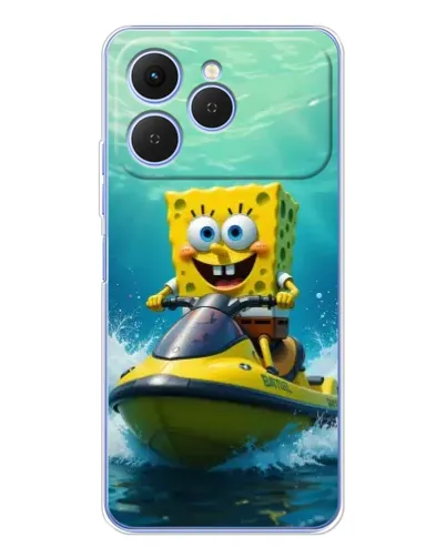Чехол для TECNO Spark 40 с картинкой «Спанч Боб на гидроцикле» Чехол для TECNO Spark 40 с картинкой «Спанч Боб на гидроцикле»