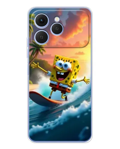 Чехол для TECNO Spark 40 с картинкой «Губка Боб серфингист» Чехол для TECNO Spark 40 с картинкой «Губка Боб серфингист»