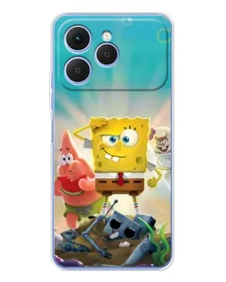 Чехол для TECNO Spark 40 с картинкой «Спанч Боб победитель»