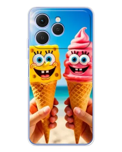 Чехол для TECNO Spark 40 с картинкой «Спанч Боб мороженое» Чехол для TECNO Spark 40 с картинкой «Спанч Боб мороженое»