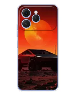 Чехол для TECNO Spark 40 с картинкой «Cybertruck на Марсе»
