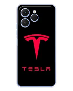 Чехол для TECNO Spark 40 с картинкой «Tesla Red Logo»