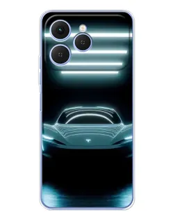 Чехол для TECNO Spark 40 с картинкой «Tesla в неоне»