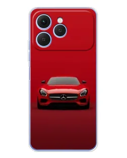 Чехол для TECNO Spark 40 с картинкой «Красный Mercedes AMG»
