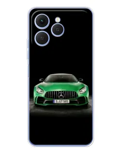 Чехол для TECNO Spark 40 с картинкой «Mercedes — неоновый лого»