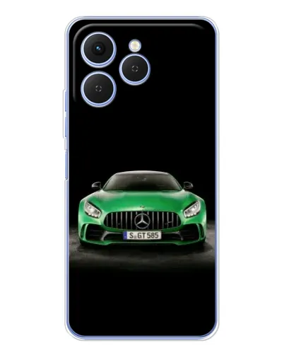 Чехол для TECNO Spark 40 с картинкой «Mercedes — неоновый лого»
