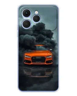 Чехол для TECNO Spark 40 с картинкой «Audi в облаках дыма»